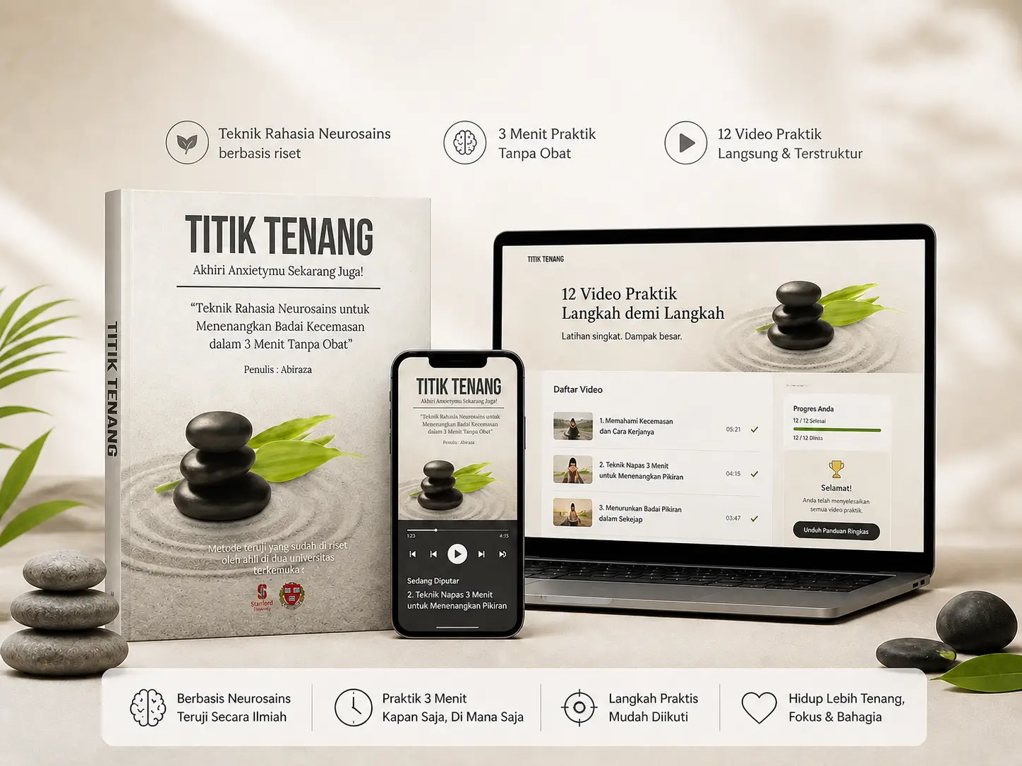 Produk Titik Tenang — ebook, video panduan, dan audio